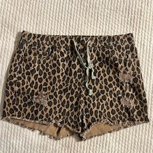 YMI Leopard Print Jean Shorts